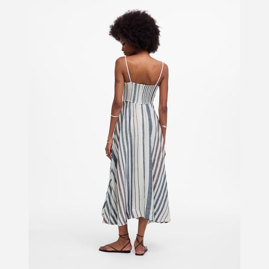 white navy womens madewell striped circle maxi dress