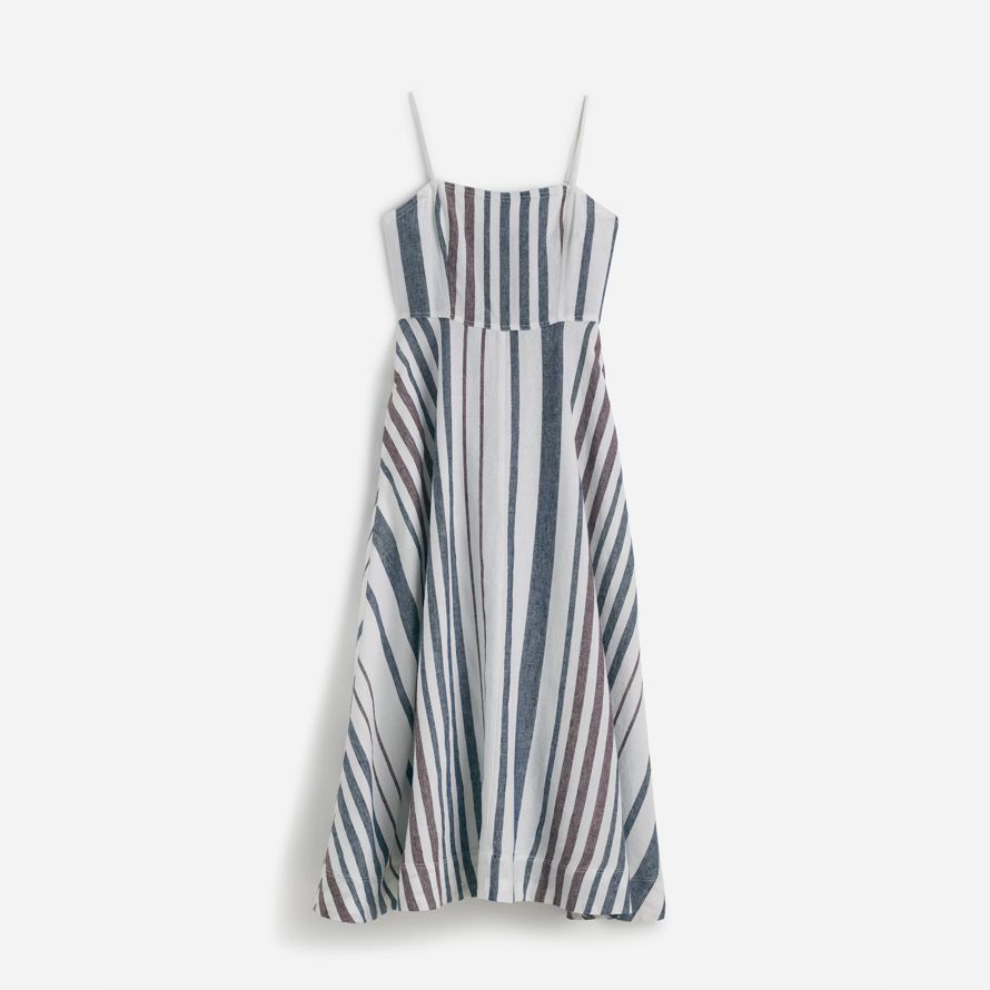 white navy womens madewell striped circle maxi dress