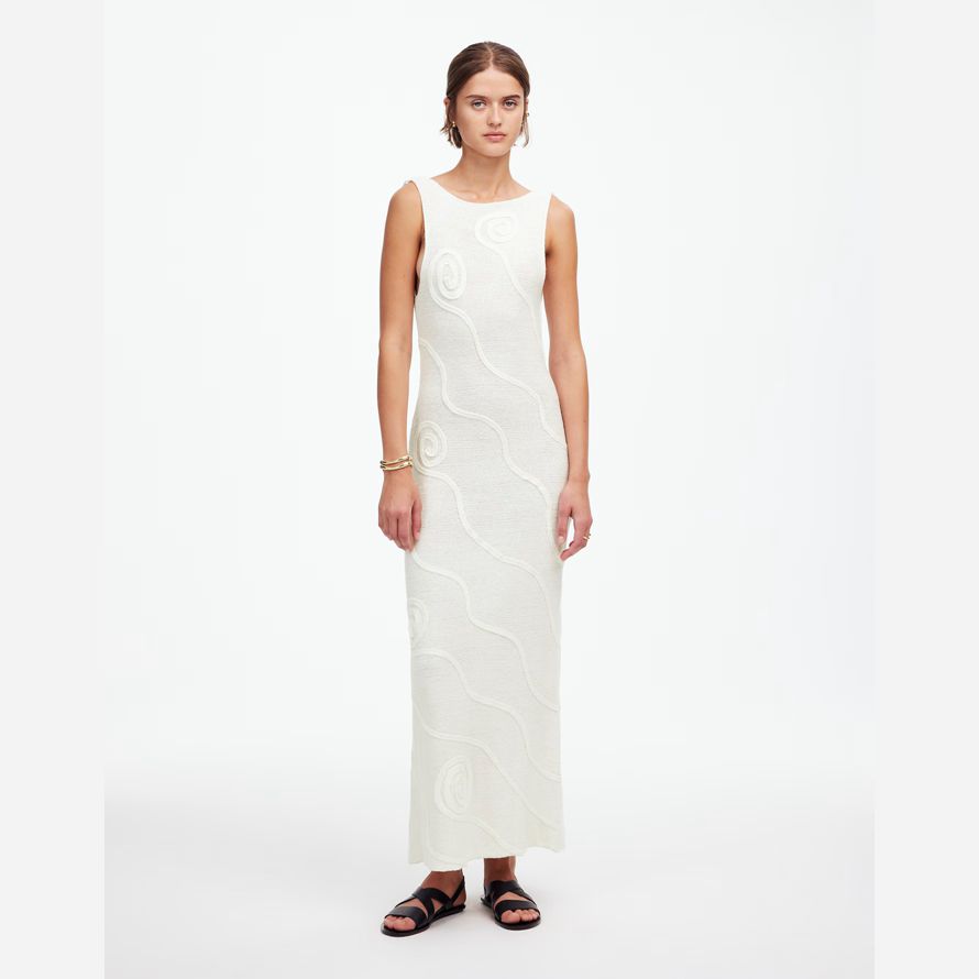 madewell zulu zephyr shea organic cotton swirl knit womens dress white