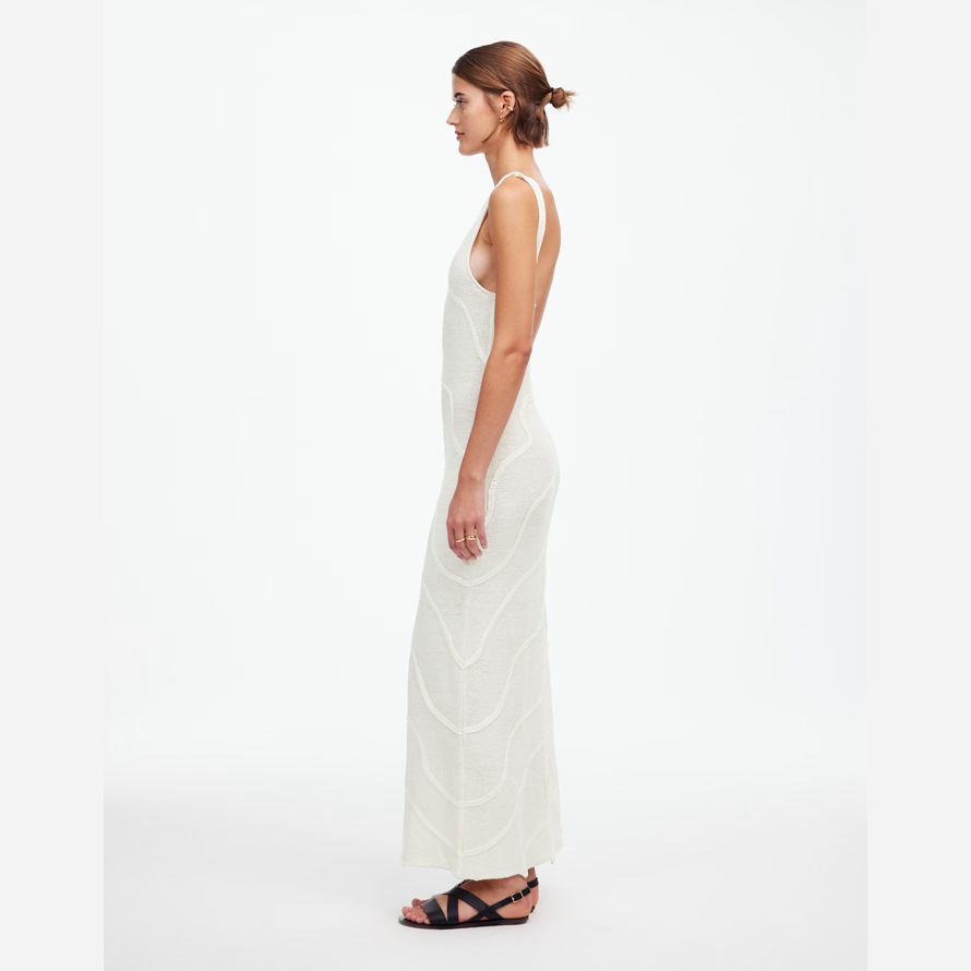 madewell zulu zephyr shea organic cotton swirl knit womens dress white