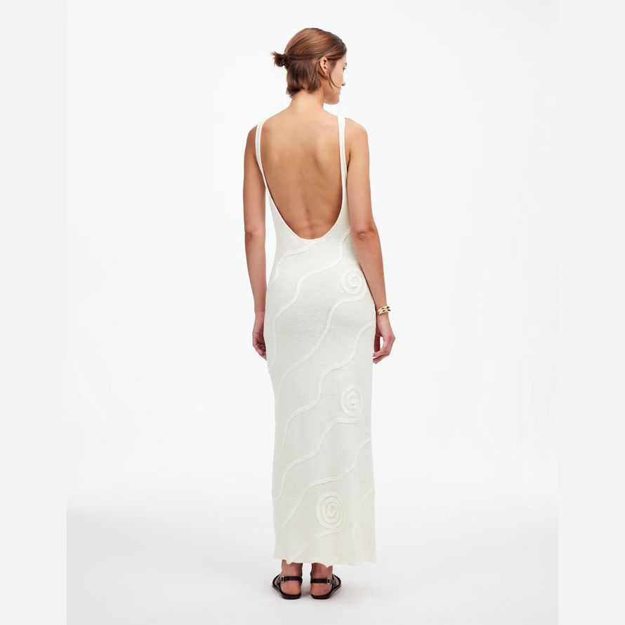 madewell zulu zephyr shea organic cotton swirl knit womens dress white