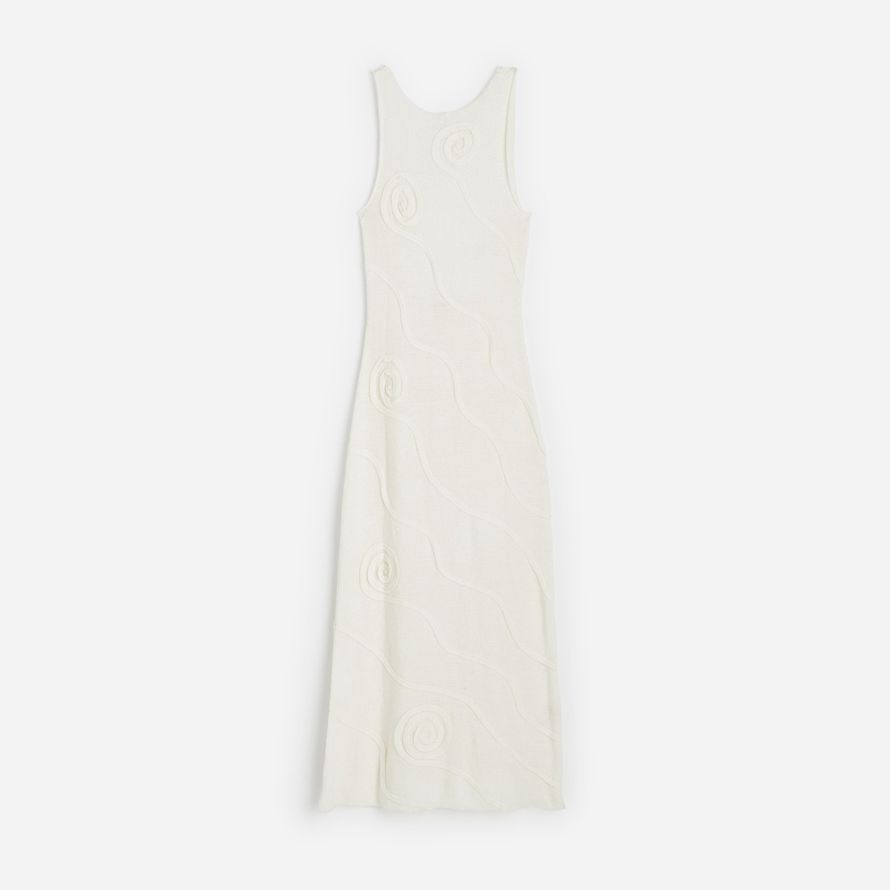 madewell zulu zephyr shea organic cotton swirl knit womens dress white