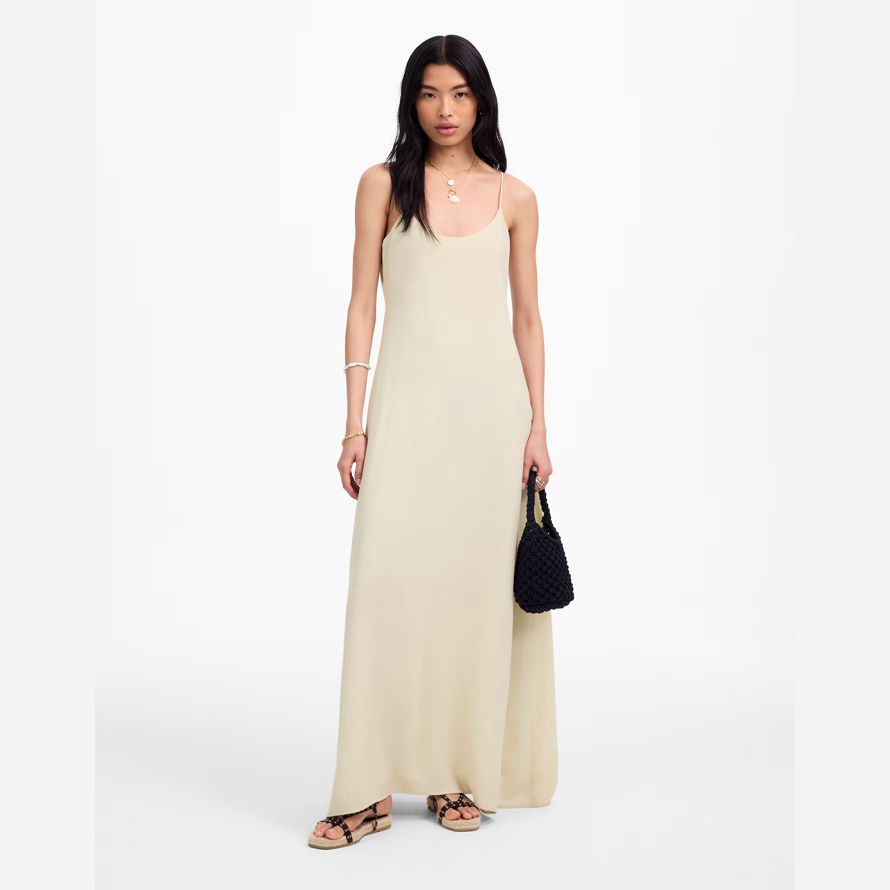cream womens madewell leset ari scoopneck maxi tank dress