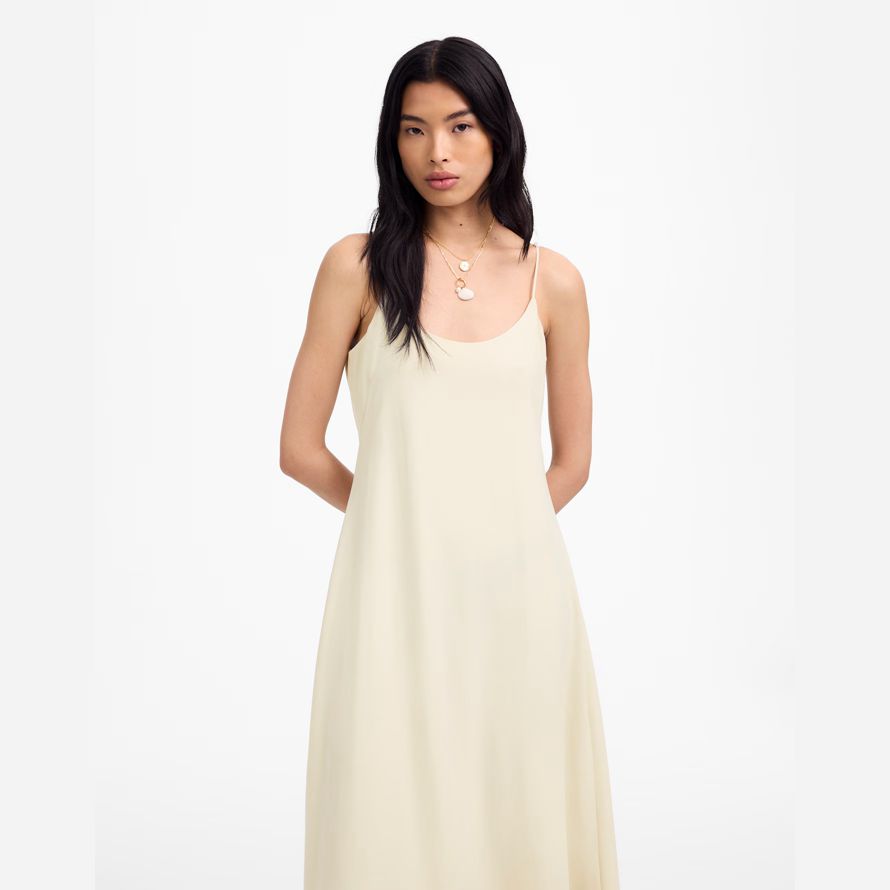 cream womens madewell leset ari scoopneck maxi tank dress