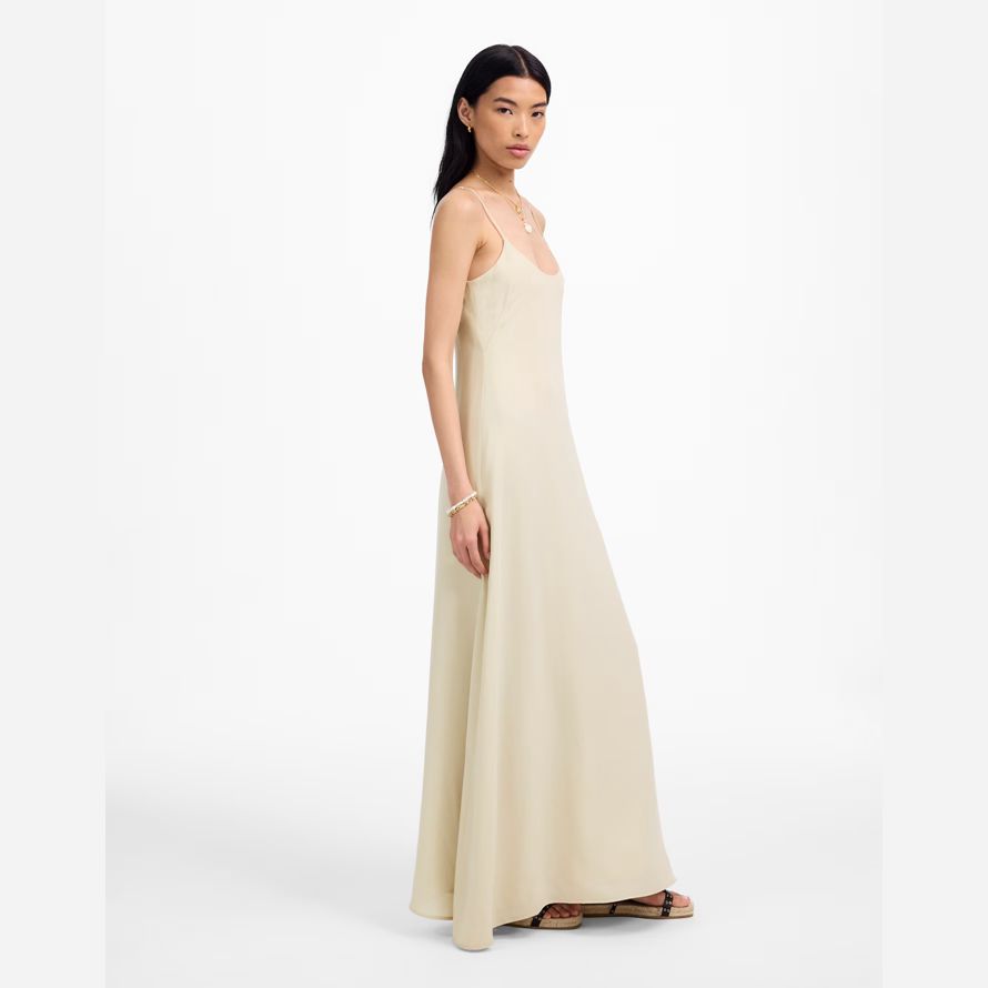 cream womens madewell leset ari scoopneck maxi tank dress