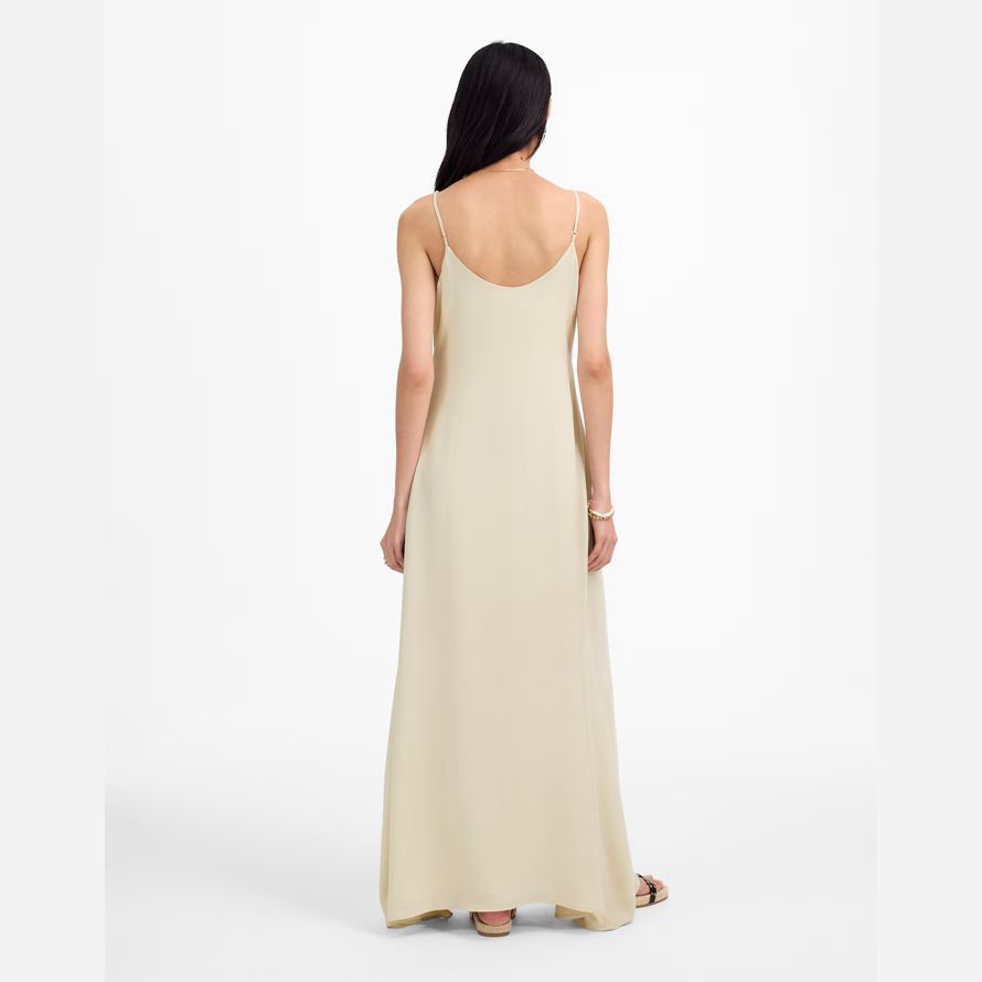 cream womens madewell leset ari scoopneck maxi tank dress