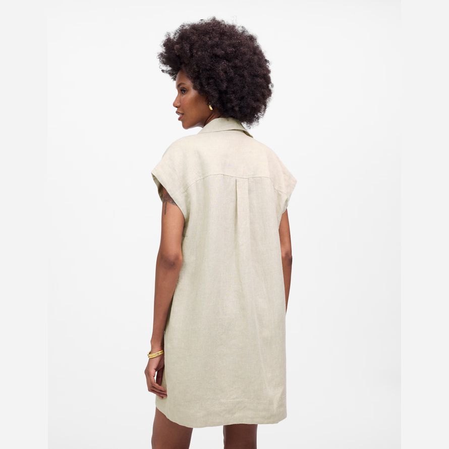 madewell utility short-sleeve mini shirt womens dress beige