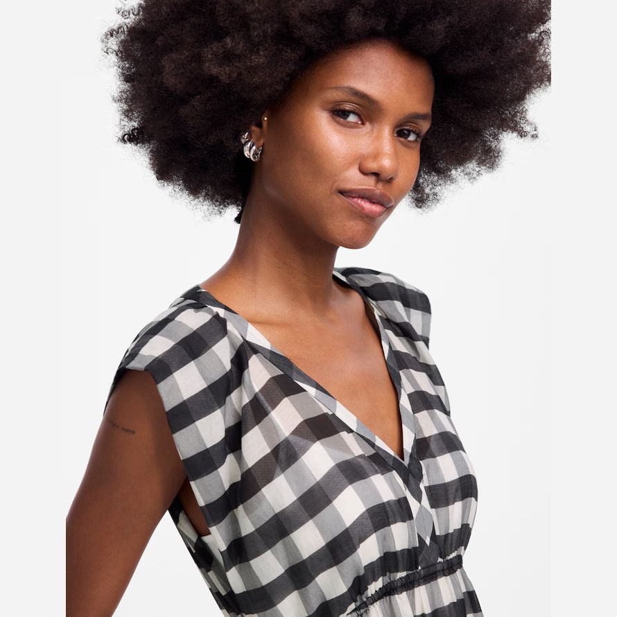 black white madewell sheer v-neck dolman maxi womens dress