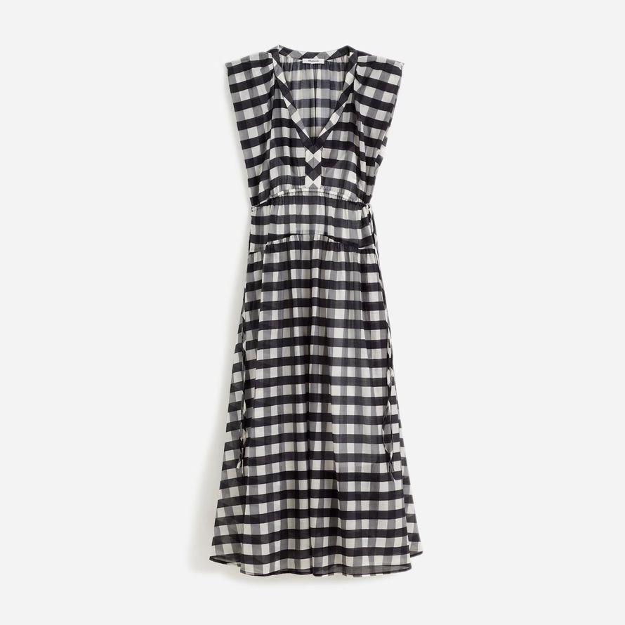 black white madewell sheer v-neck dolman maxi womens dress