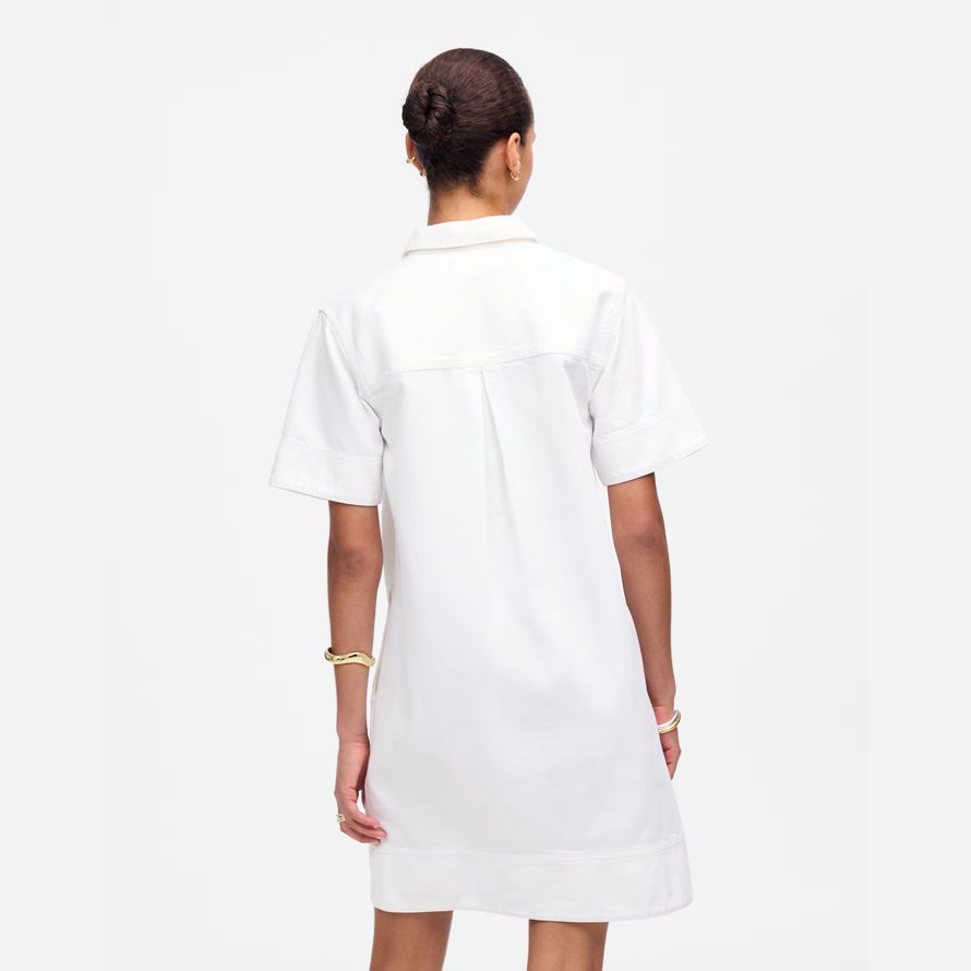 womens madewell denim popover dress white