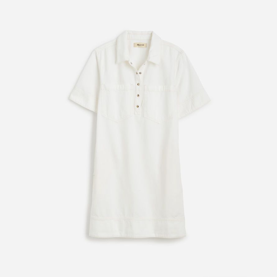 womens madewell denim popover dress white