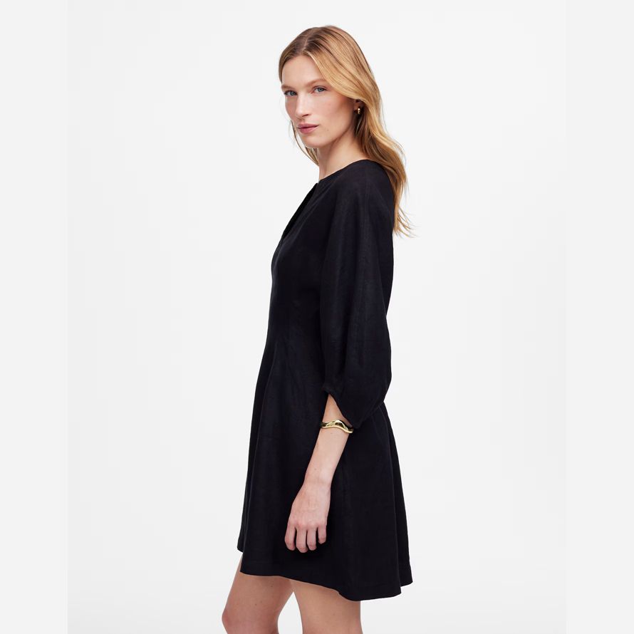 black womens madewell splitneck mini dress