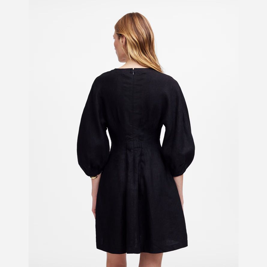 black womens madewell splitneck mini dress