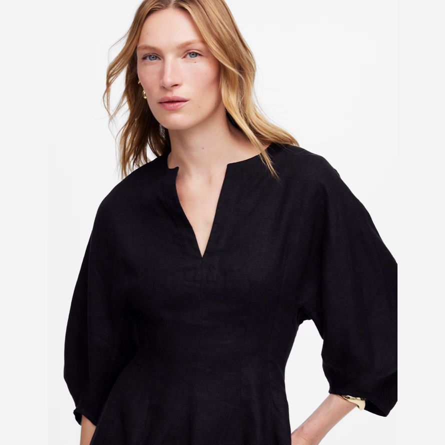 black womens madewell splitneck mini dress