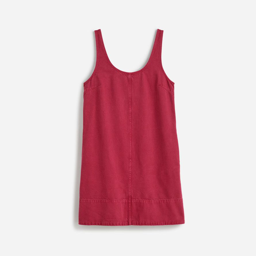 dark red womens madewell denim scoopneck mini dress
