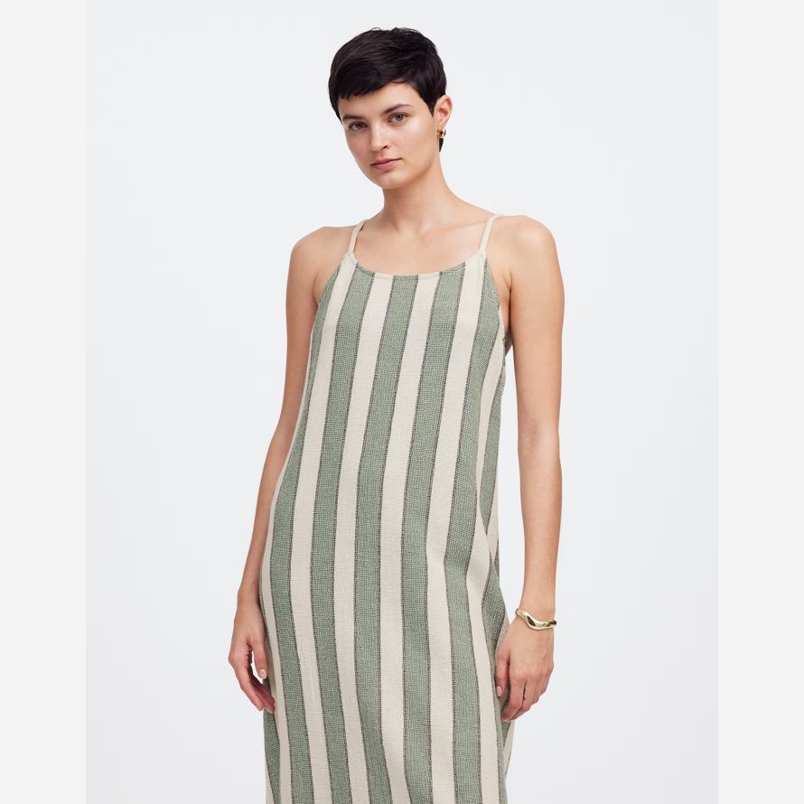 green womens madewell zulu zephyr eucalyptus stripe organic cotton dress
