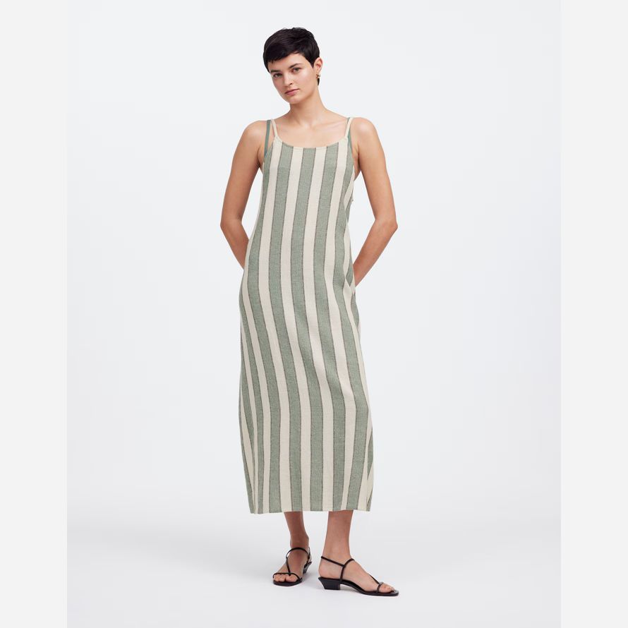 green womens madewell zulu zephyr eucalyptus stripe organic cotton dress