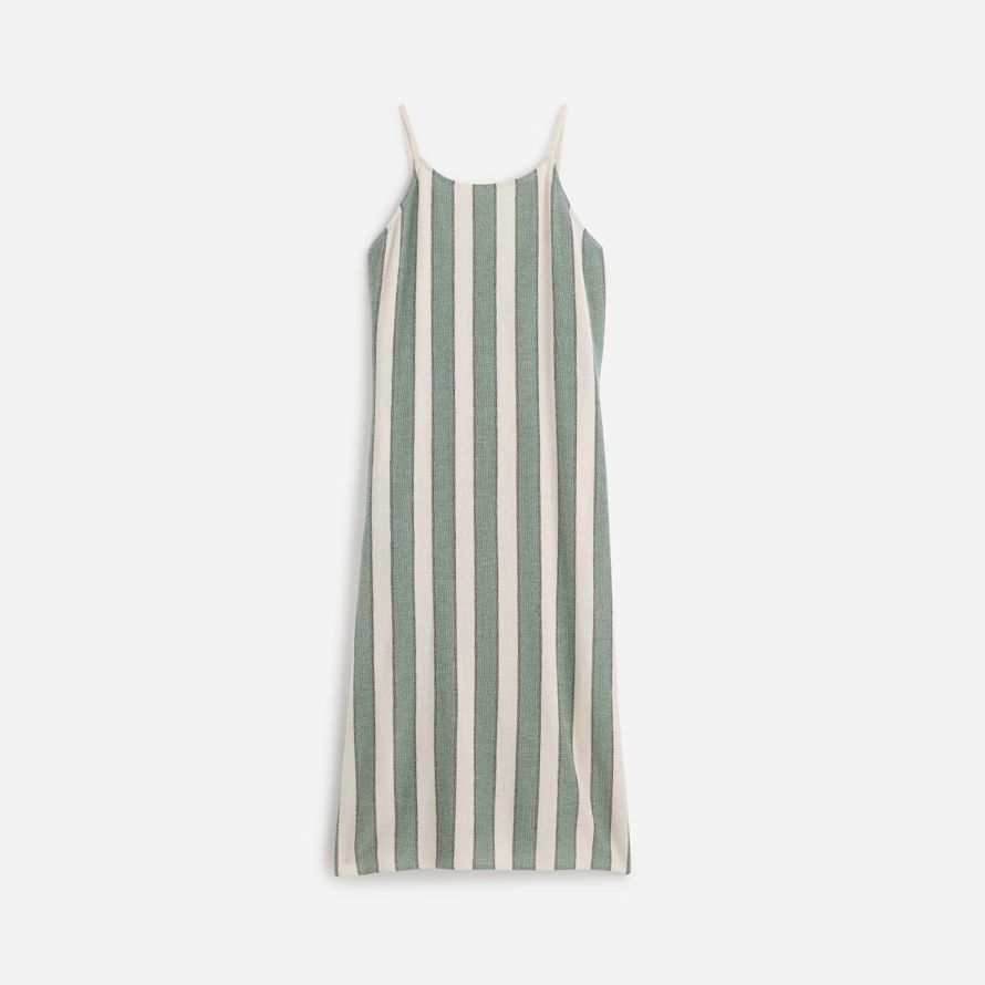 green womens madewell zulu zephyr eucalyptus stripe organic cotton dress