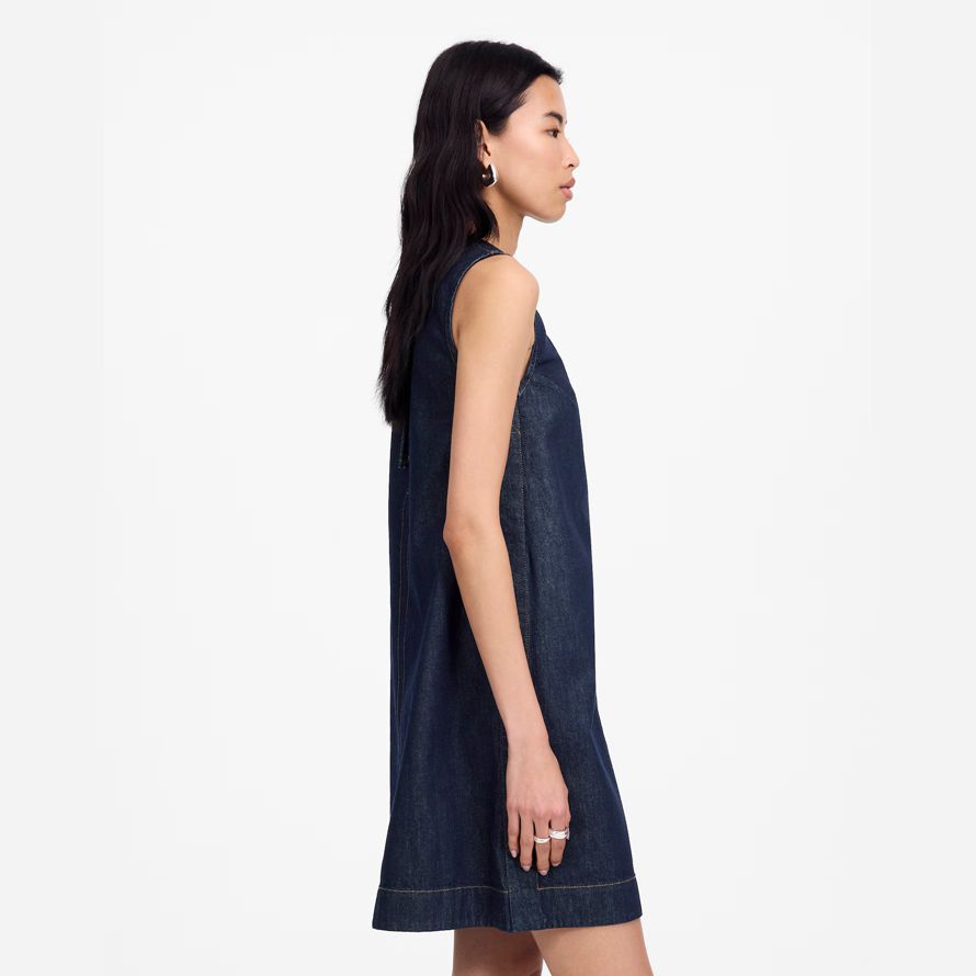 womens madewell denim boxy dress navy