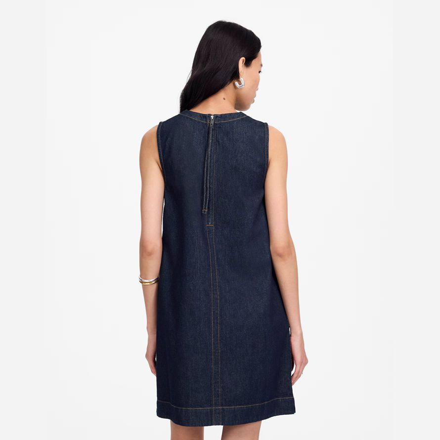 womens madewell denim boxy dress navy