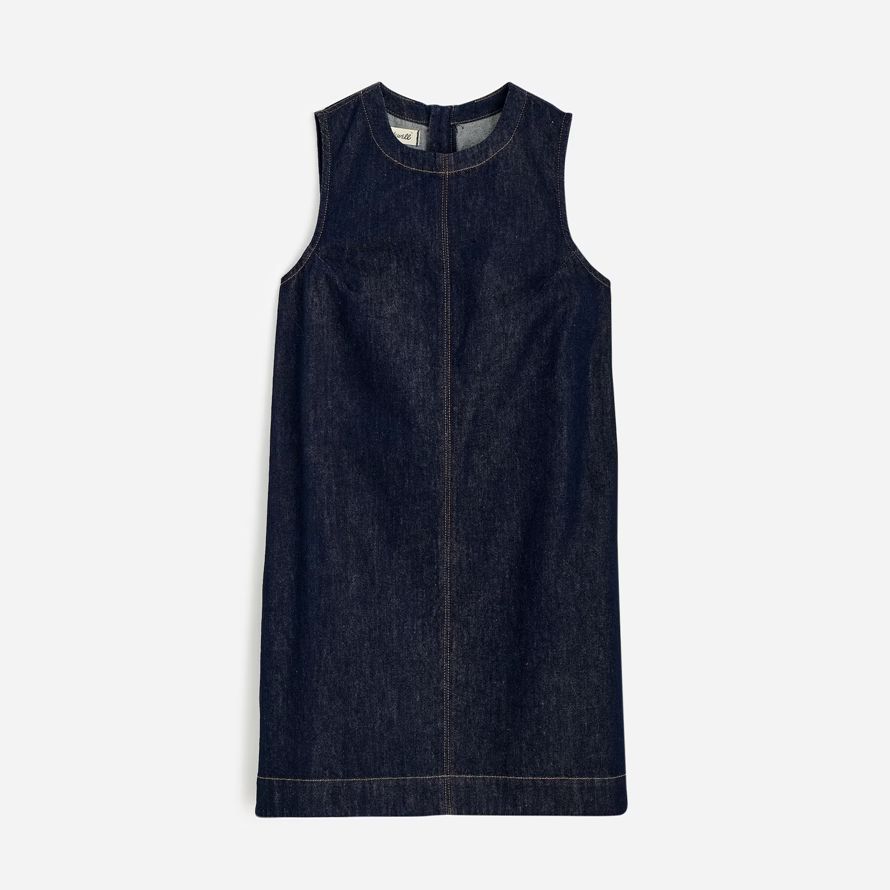 womens madewell denim boxy dress navy