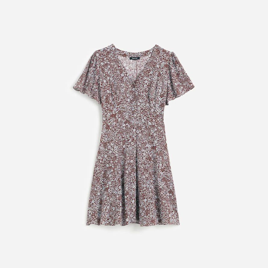 burgundy white madewell button-front mini womens dress