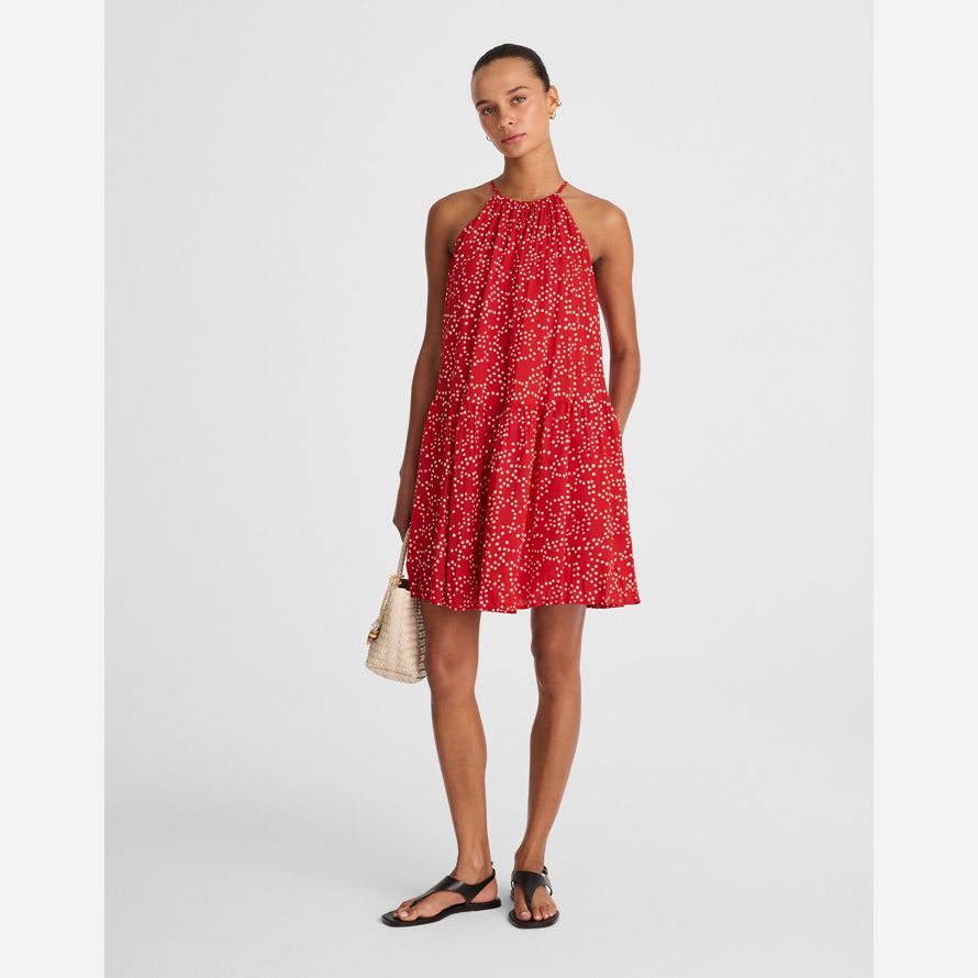 womens madewell drop-waist mini dress red