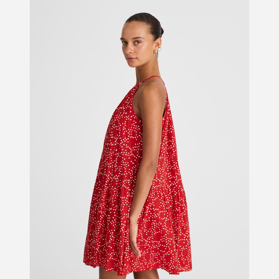 womens madewell drop-waist mini dress red