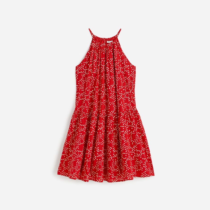 womens madewell drop-waist mini dress red