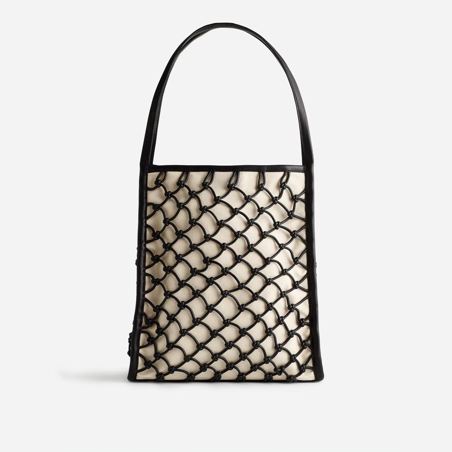 womens madewell the leather knot handbag beige black