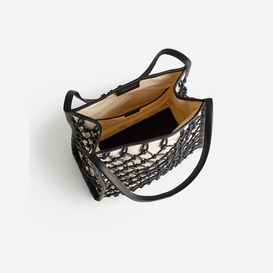 womens madewell the leather knot handbag beige black