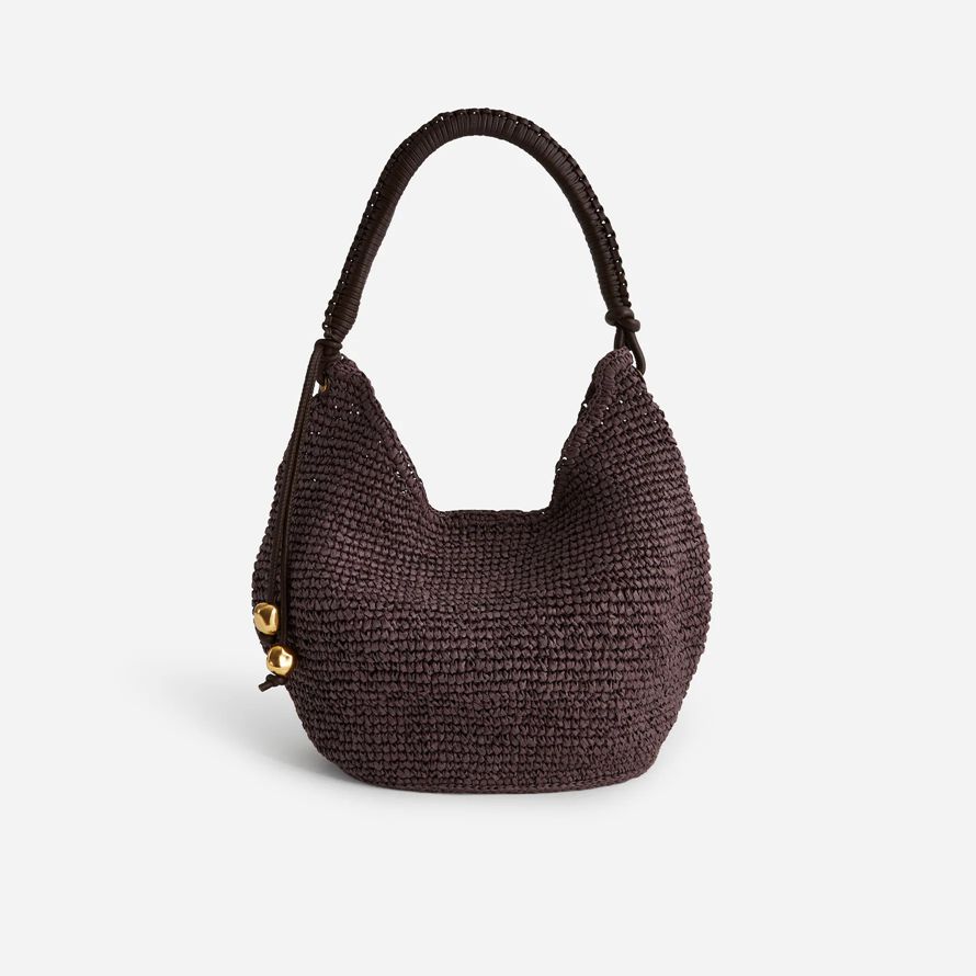 chocolate madewell the camren straw womens handbag