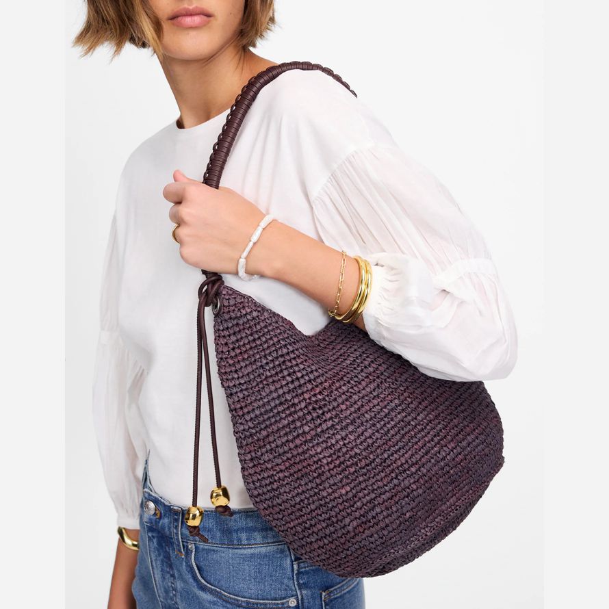 chocolate madewell the camren straw womens handbag
