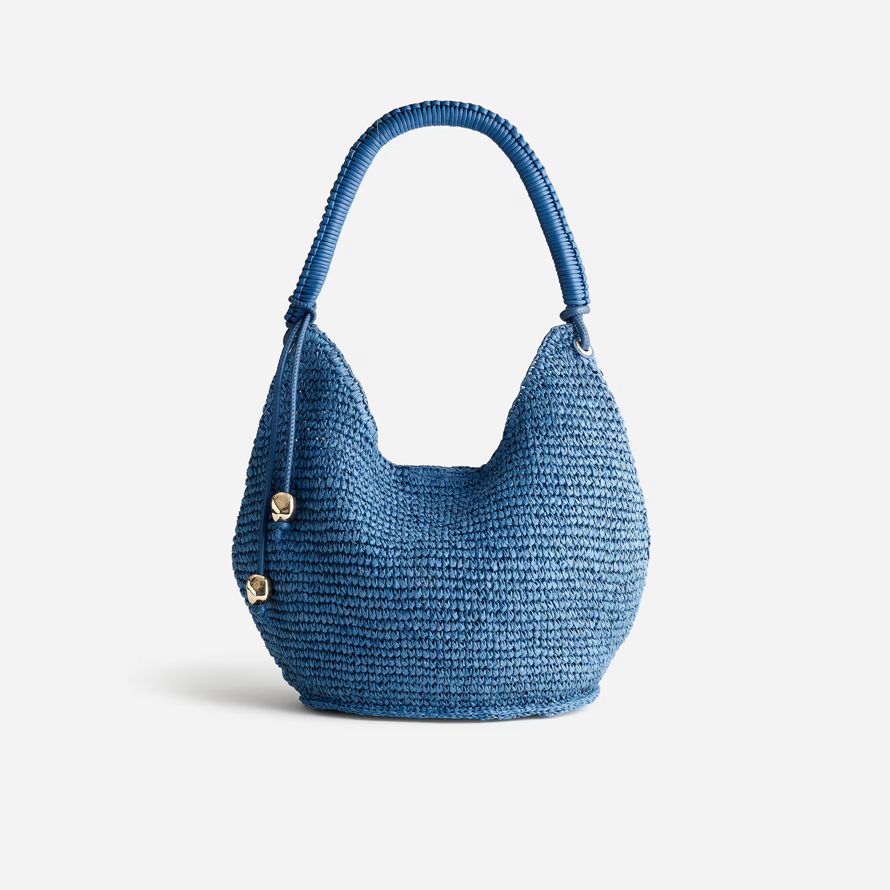 blue womens madewell the camren straw handbag