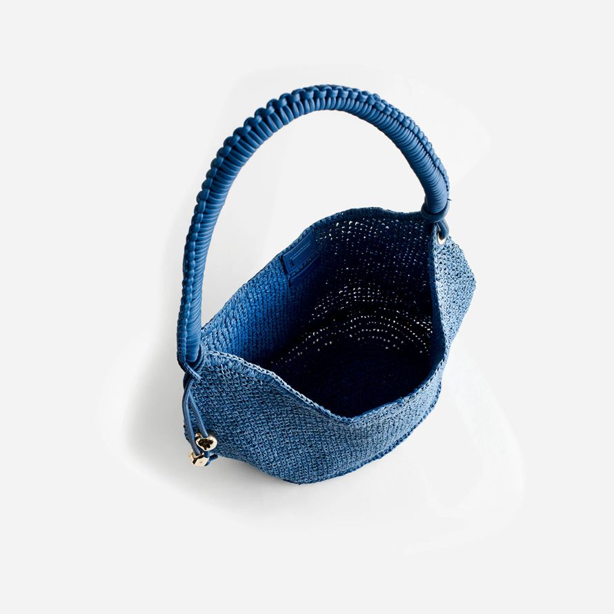 blue womens madewell the camren straw handbag