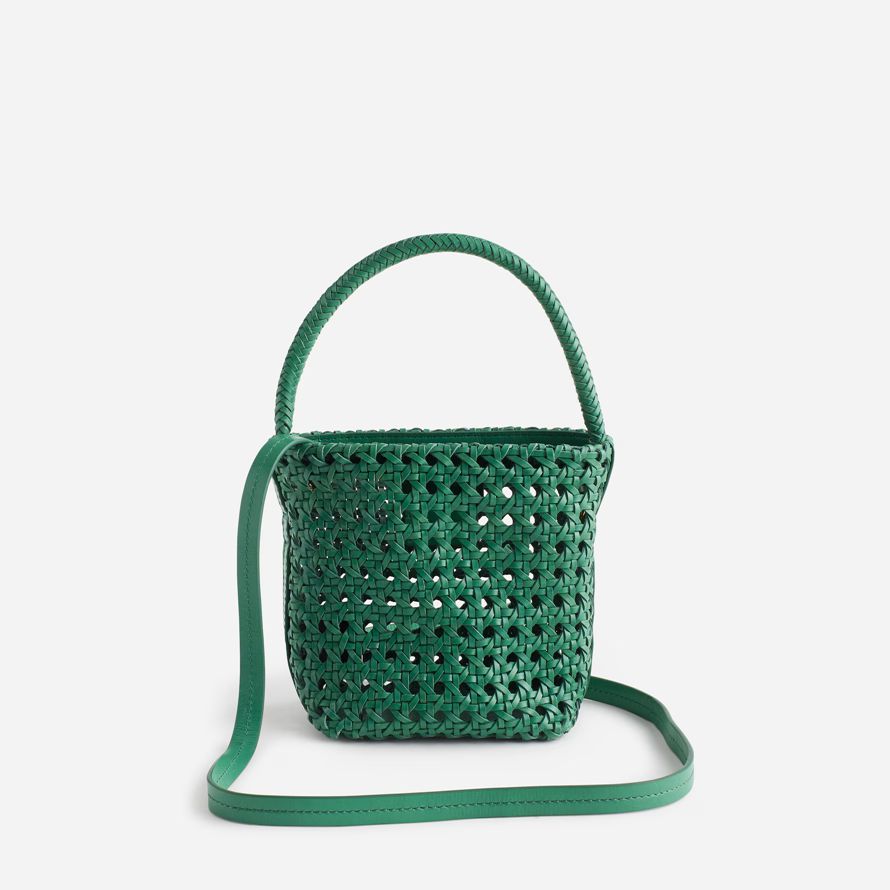 womens madewell the handwoven cane mini handbag green