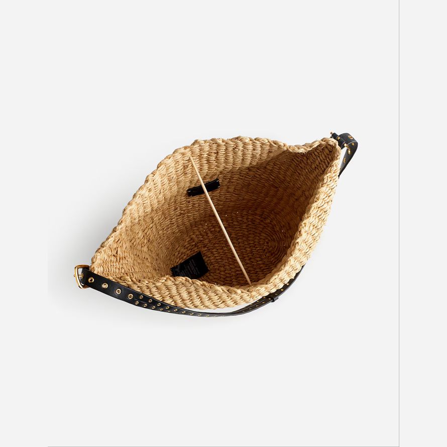 brown black madewell the straw flap womens handbag