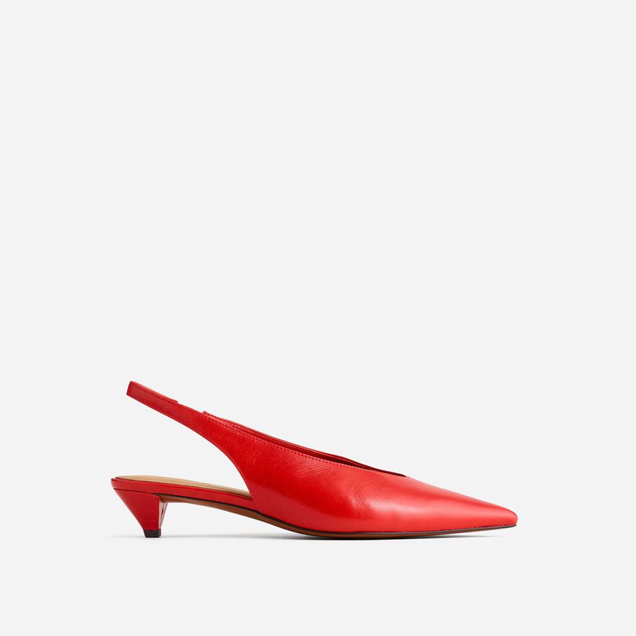 womens madewell the simone kitten slingback heels red