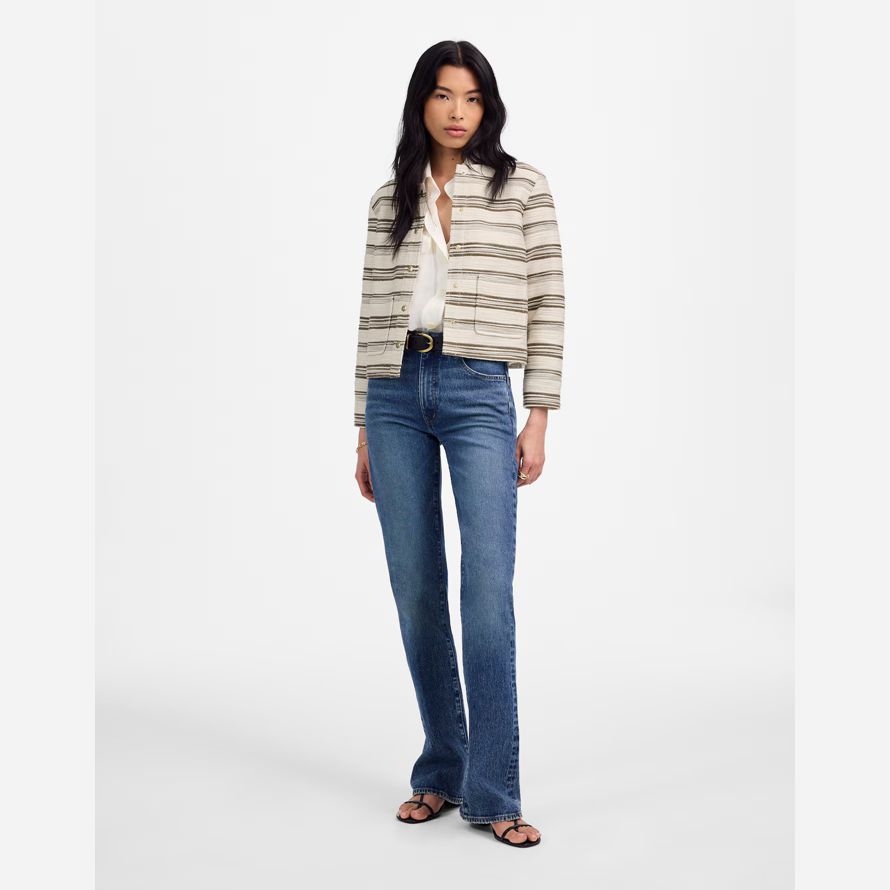 cream olive womens madewell striped tweed jackets