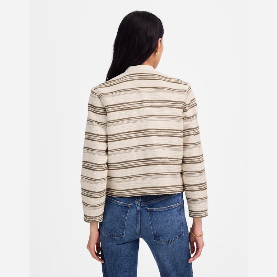 cream olive womens madewell striped tweed jackets