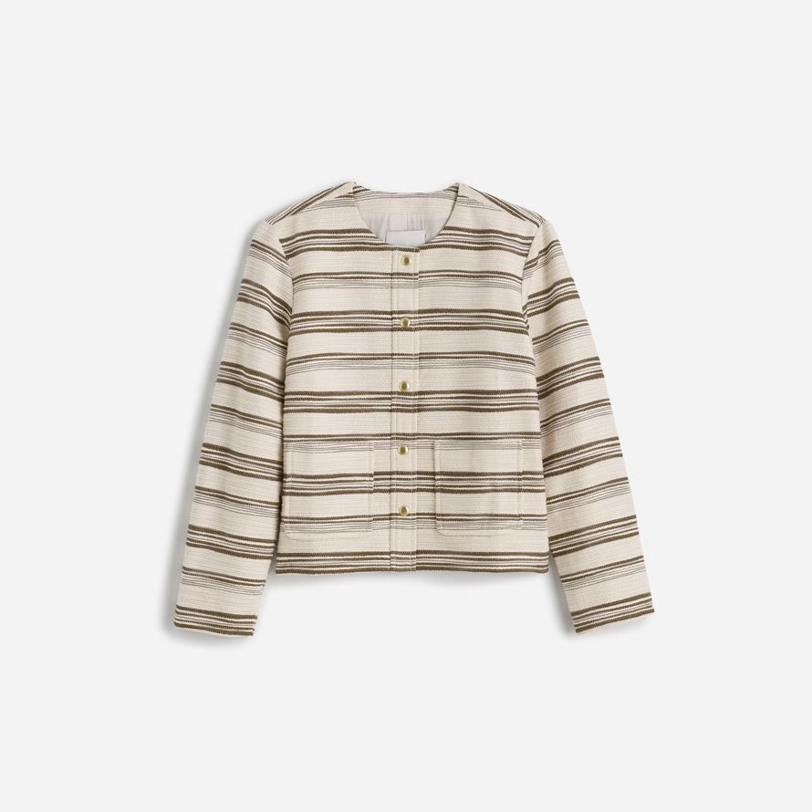 cream olive womens madewell striped tweed jackets