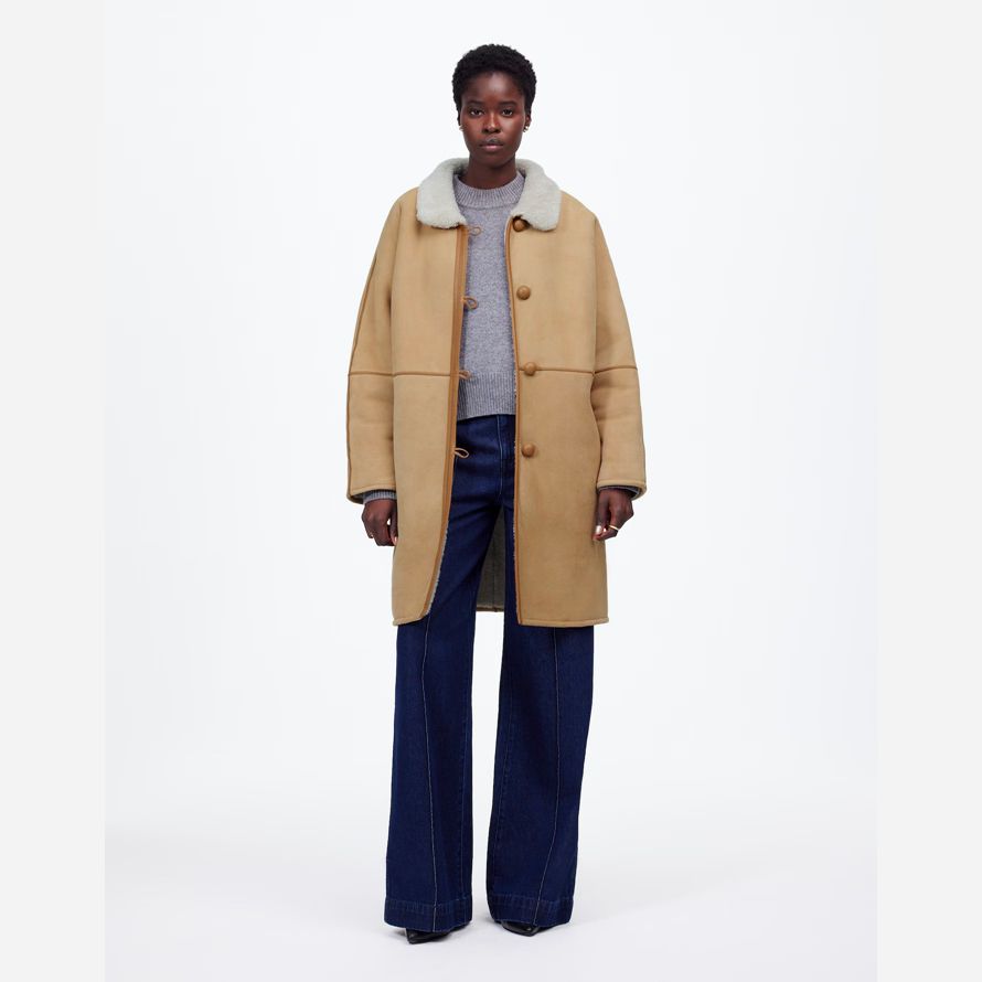 madewell suede oversized long womens jackets brown