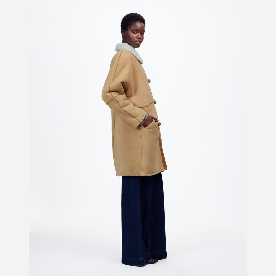 madewell suede oversized long womens jackets brown