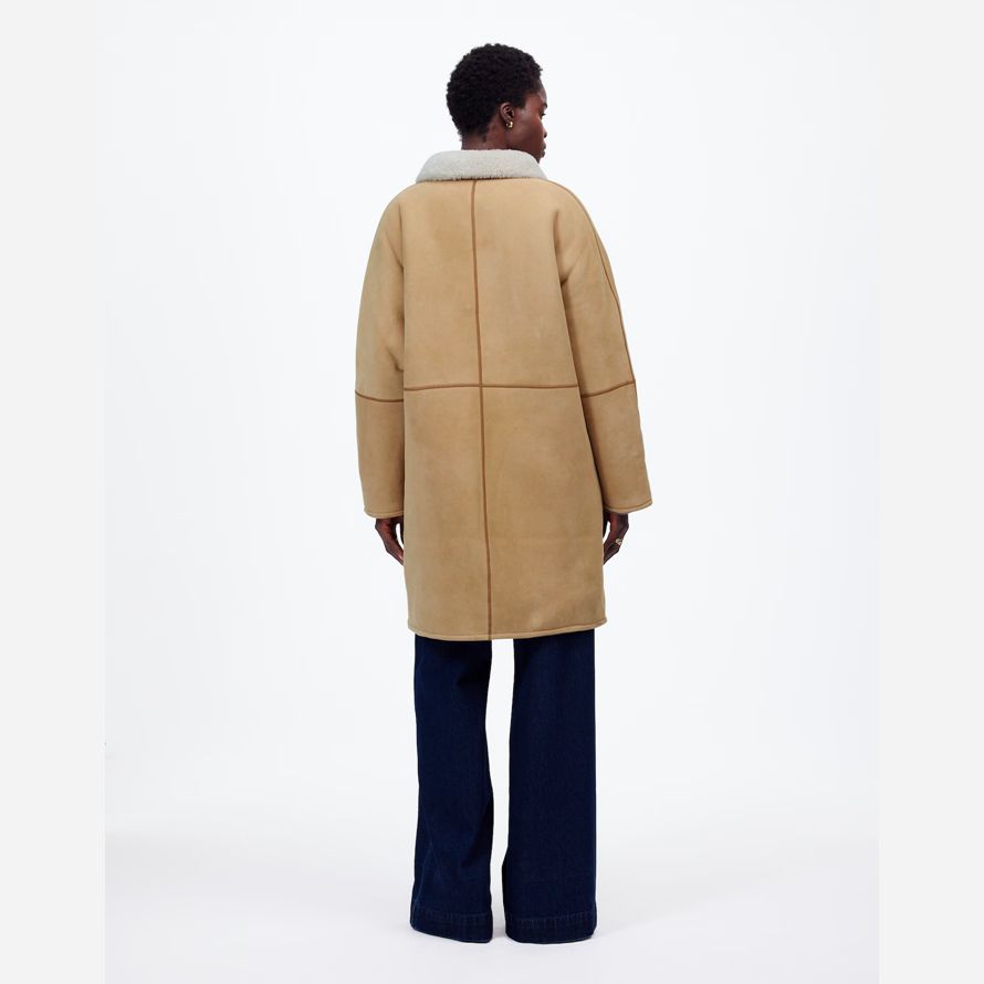 madewell suede oversized long womens jackets brown