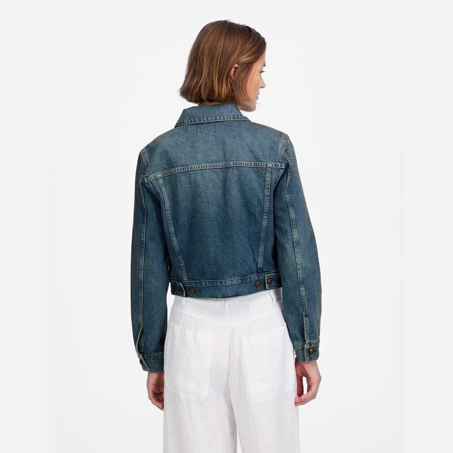 madewell crop jean trucker womens jackets blue