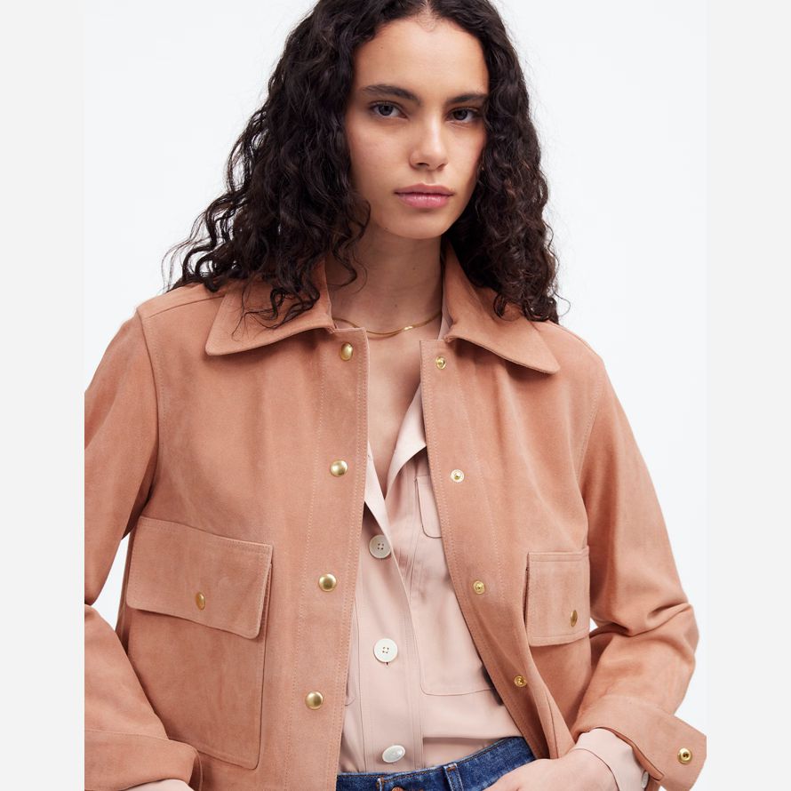 madewell crop chore suede womens jackets light coral