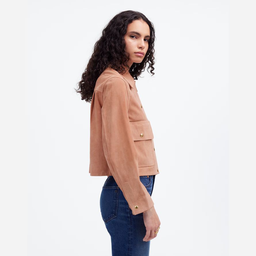 madewell crop chore suede womens jackets light coral