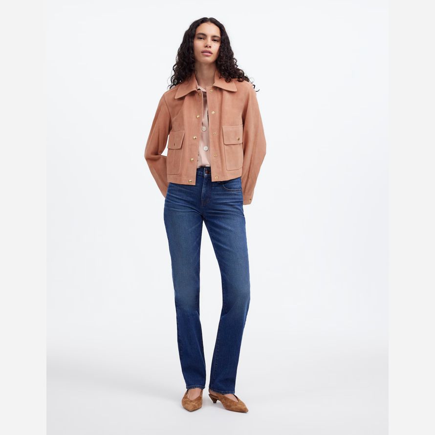 madewell crop chore suede womens jackets light coral