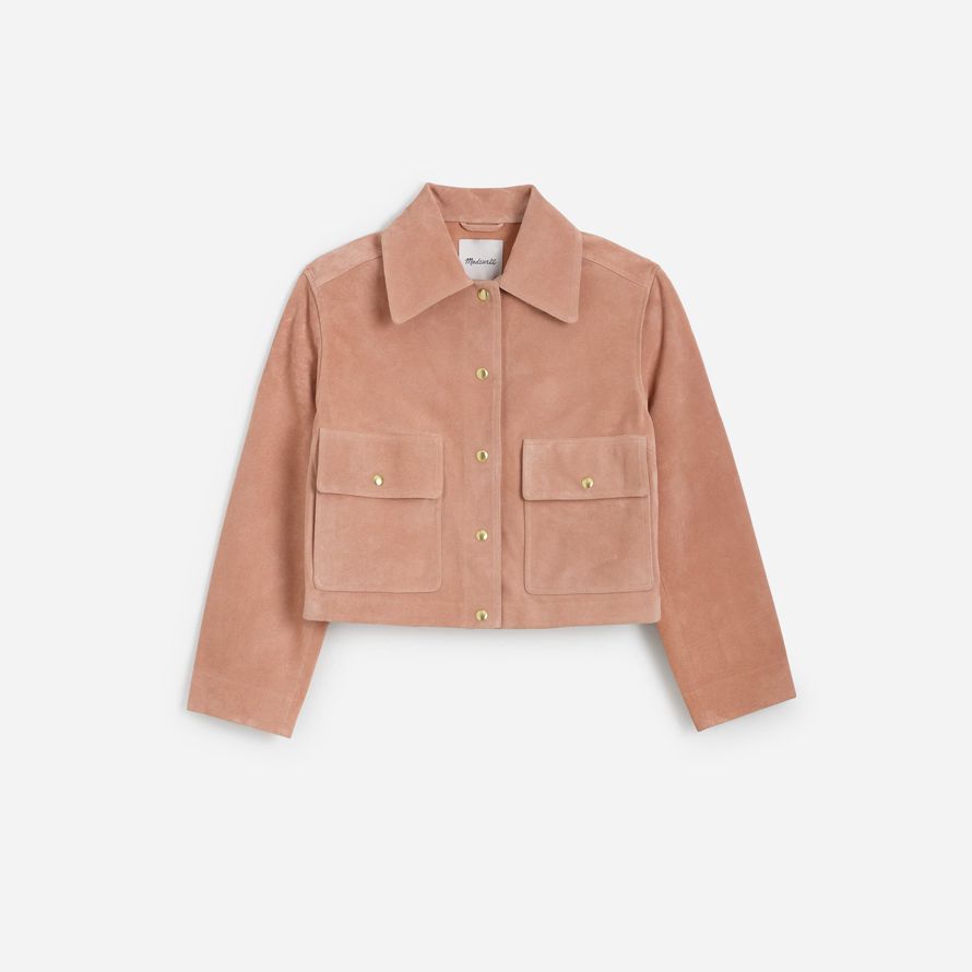 madewell crop chore suede womens jackets light coral