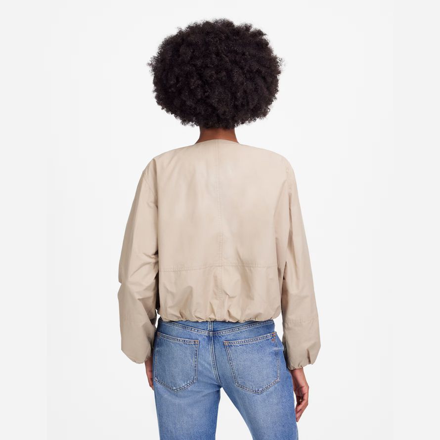womens madewell bubble-sleeve bomber jackets beige